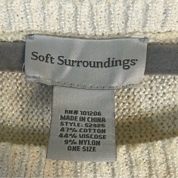 Soft Surroundings Pullover Women’s White Knit Tunic/Dress Pockets One Size - Picture 9 of 10